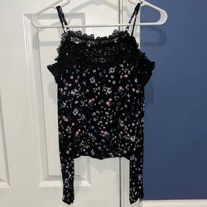 Hollister floral top with lace lining the top